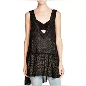 INTIMATELY FREE PEOPLE Dobby Dot Flouncy Hem Starburst Slip Dress M Celestial